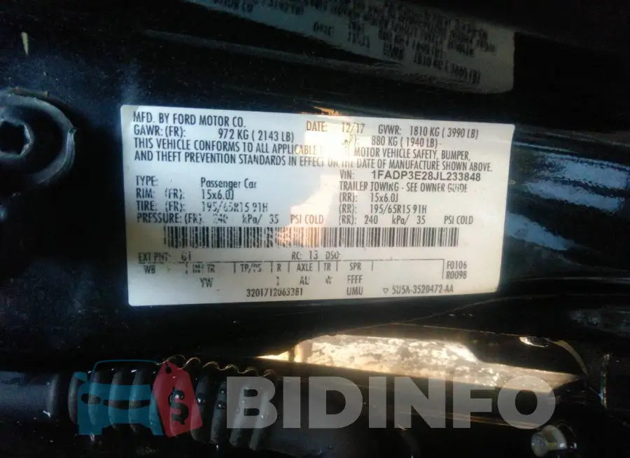 1FADP3E28JL233848 Photo# 9