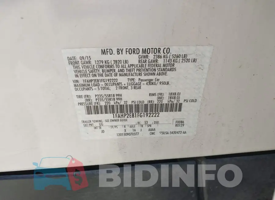 1FAHP2E81FG192222 Photo# 9