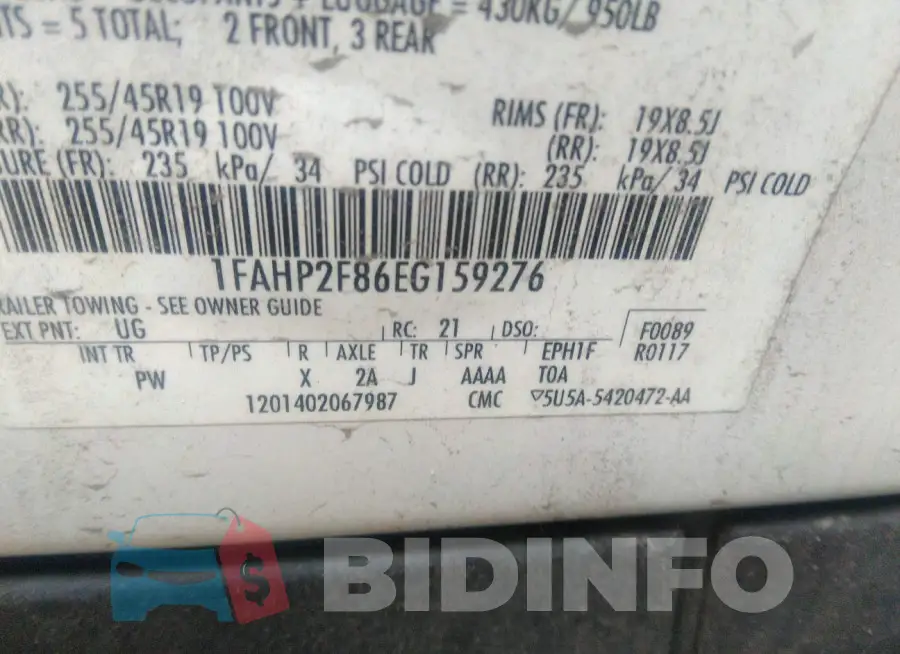 1FAHP2F86EG159276 Photo# 9