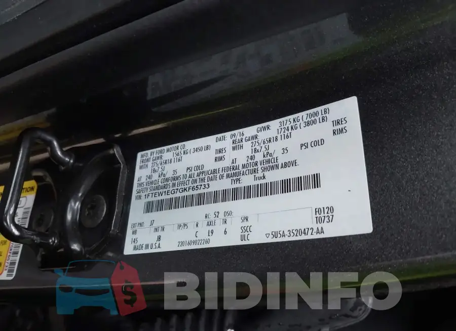 1FTEW1EG7GKF65733 Photo# 9