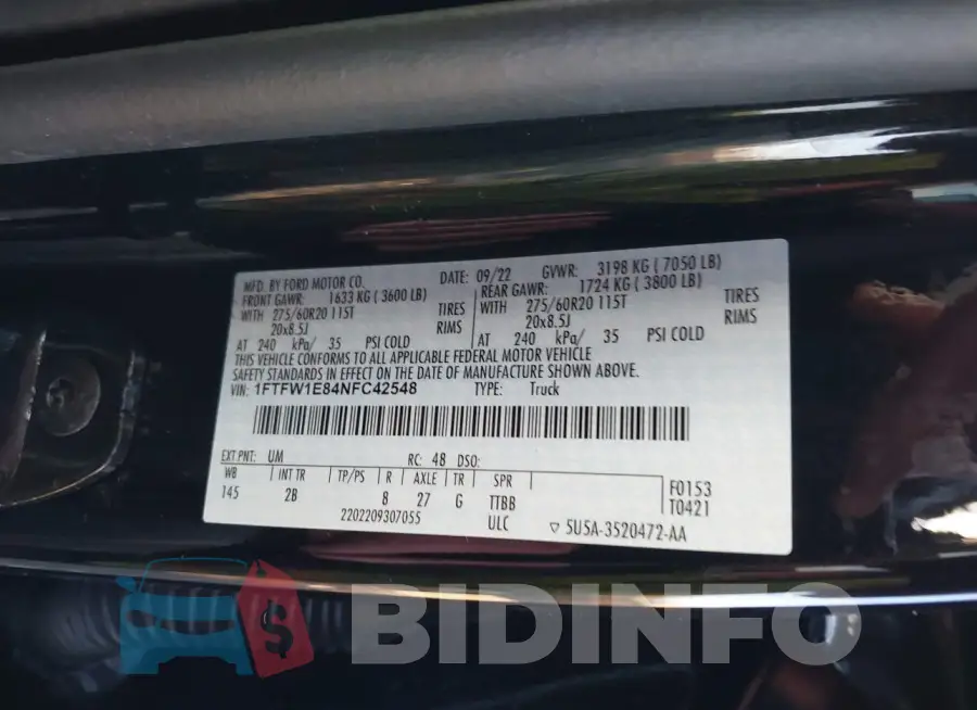 1FTFW1E84NFC42548 Photo# 9