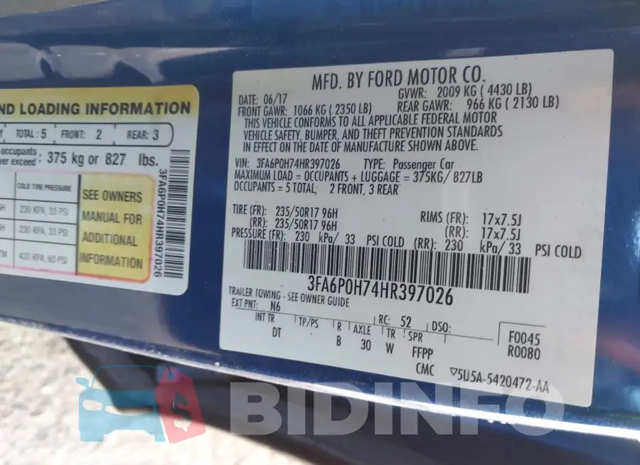 3FA6P0H74HR397026 Photo# 9