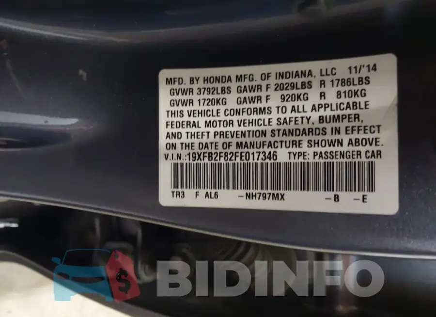 19XFB2F82FE017346 Photo# 9