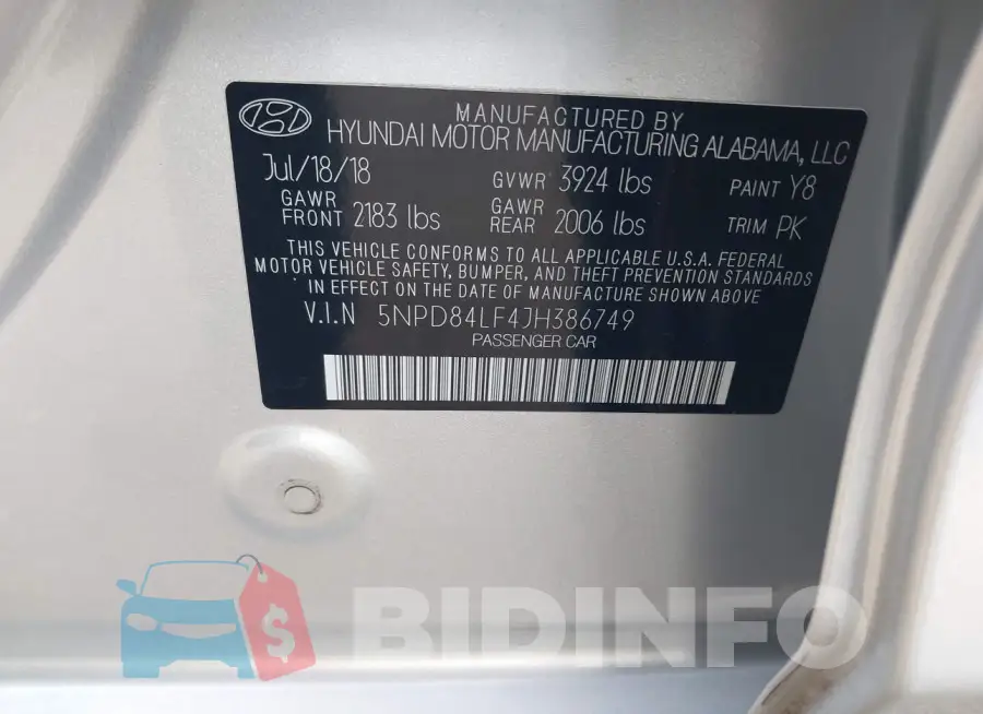 5NPD84LF4JH386749 Photo# 9