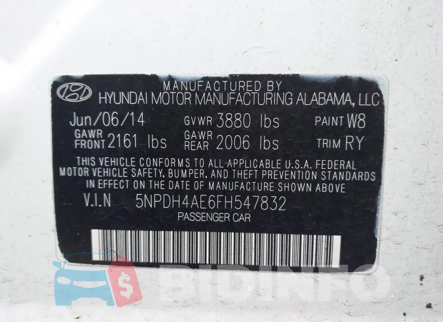 5NPDH4AE6FH547832 Photo# 9