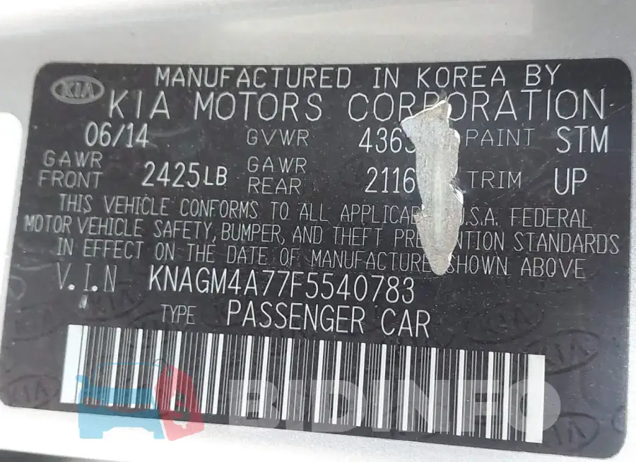 KNAGM4A77F5540783 Photo# 9