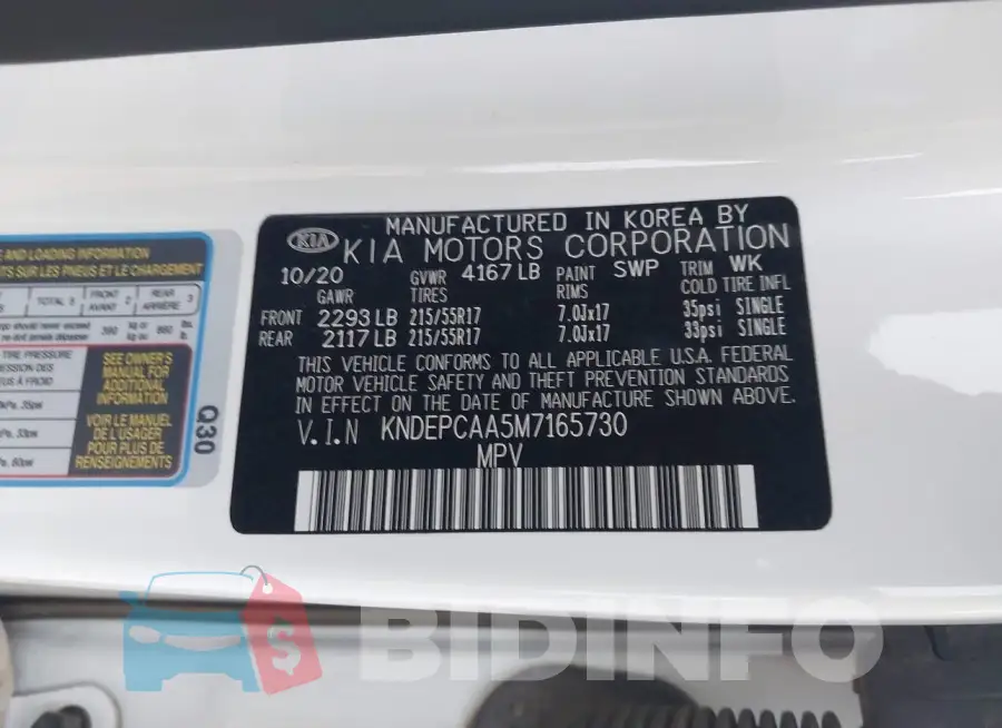 KNDEPCAA5M7165730 Photo# 9