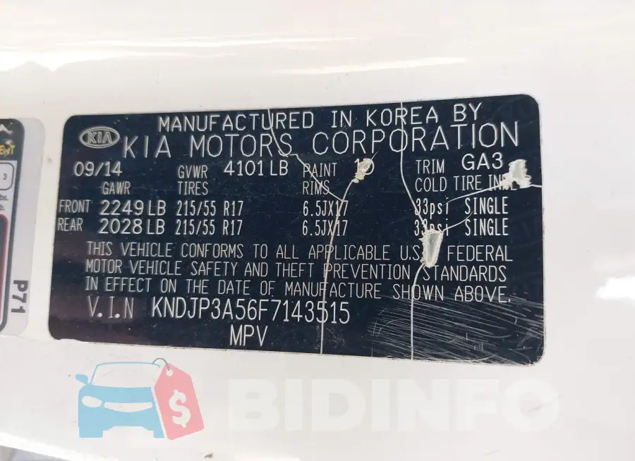 KNDJP3A56F7143515 Photo# 9
