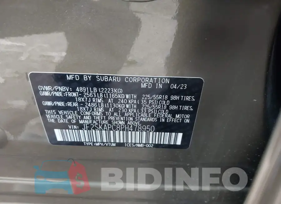 JF2SKAPC8PH478950 Photo# 9