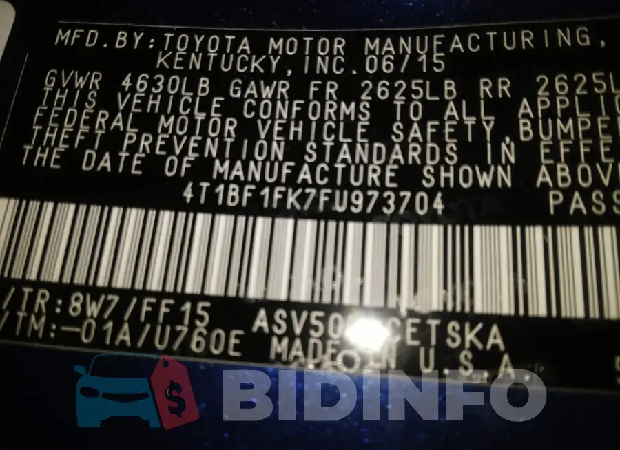 4T1BF1FK7FU973704 Photo# 9