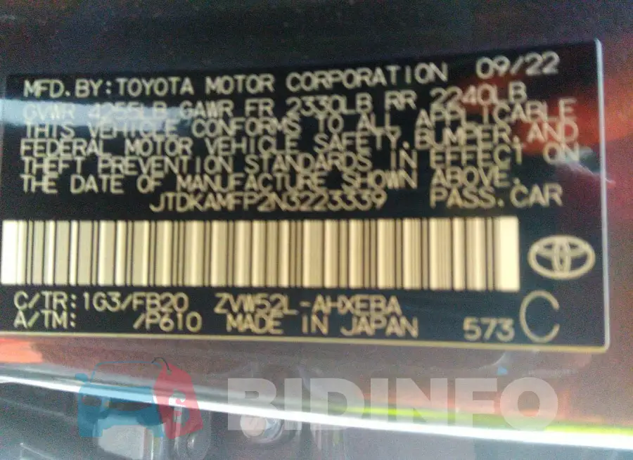 JTDKAMFP2N3223339 Photo# 9