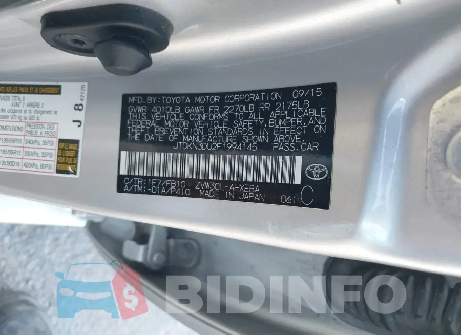 JTDKN3DU2F1994145 Photo# 9