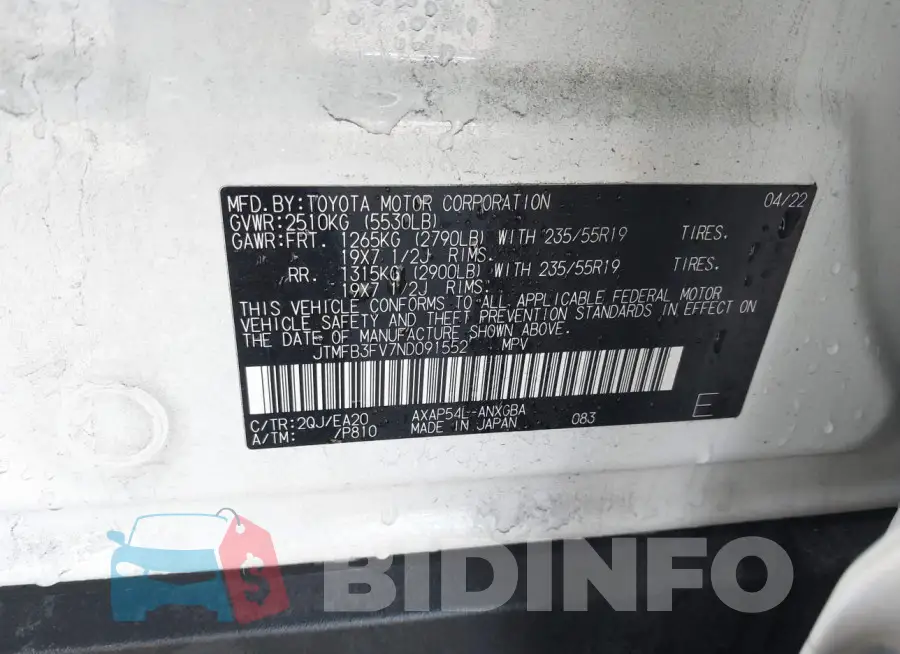 JTMFB3FV7ND091552 Photo# 9