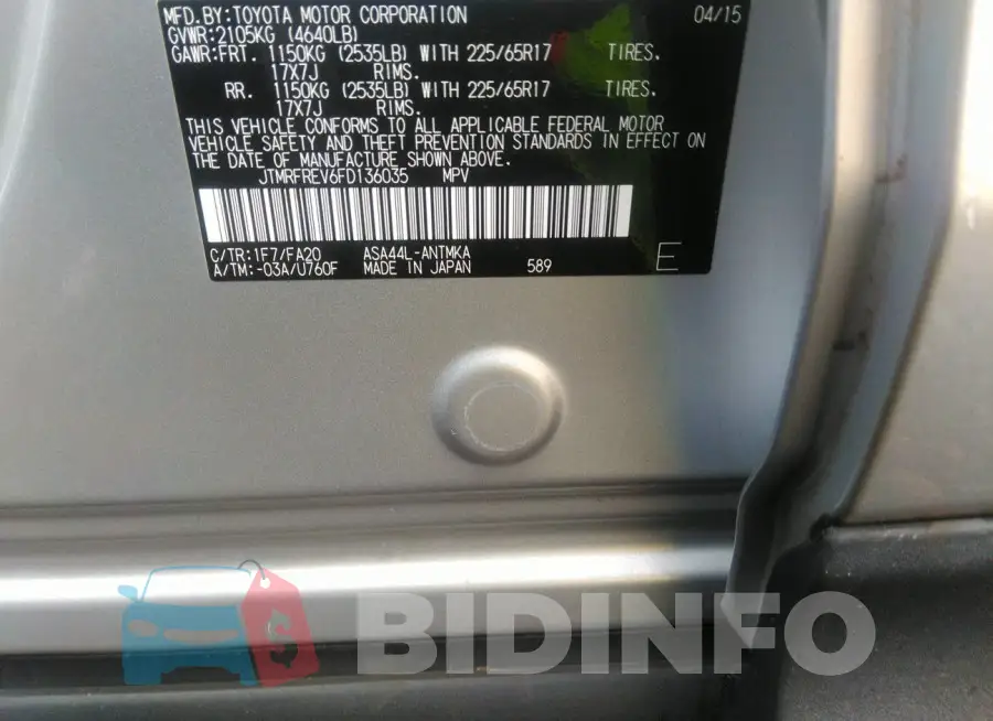 JTMRFREV6FD136035 Photo# 9