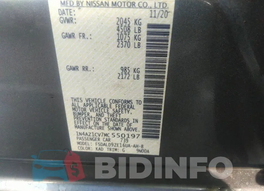 1N4AZ1CV7MC550197 Photo# 8