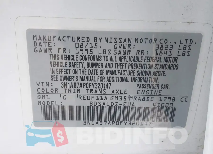 3N1AB7AP0FY320147 Photo# 9