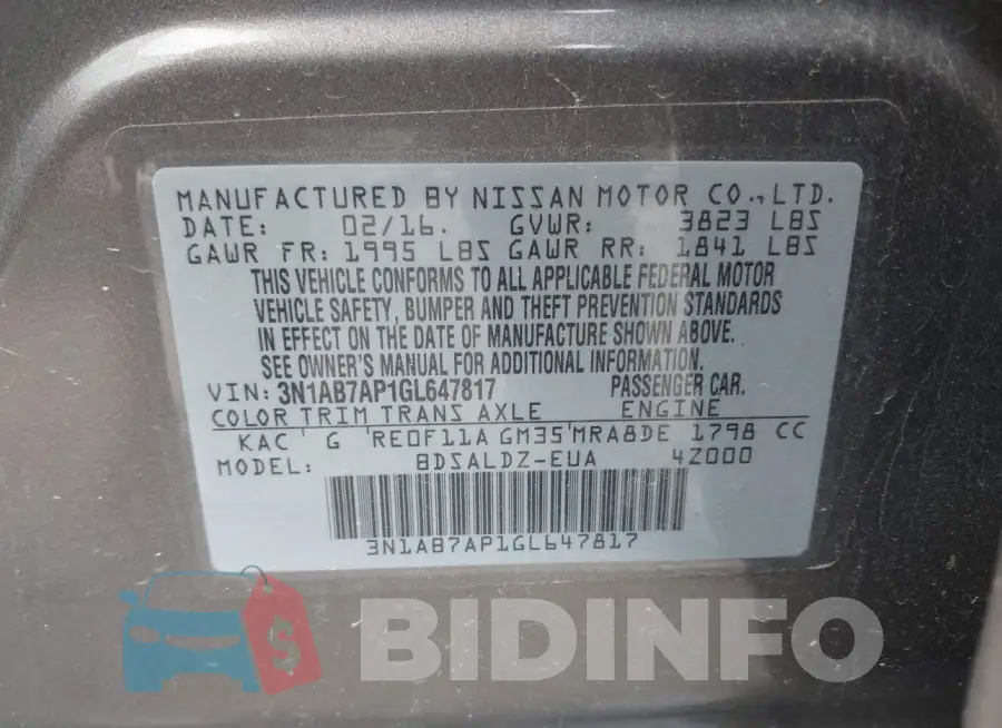3N1AB7AP1GL647817 Photo# 9