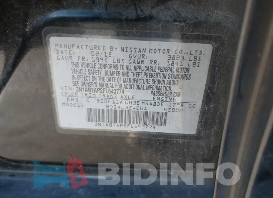 3N1AB7AP2FL643774 Photo# 9