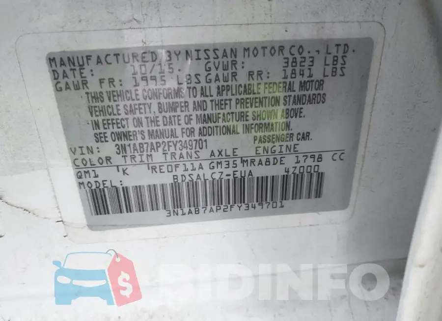 3N1AB7AP2FY349701 Photo# 9