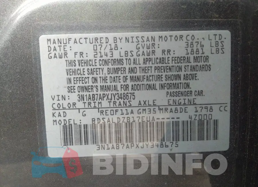 3N1AB7APXJY348675 Photo# 9