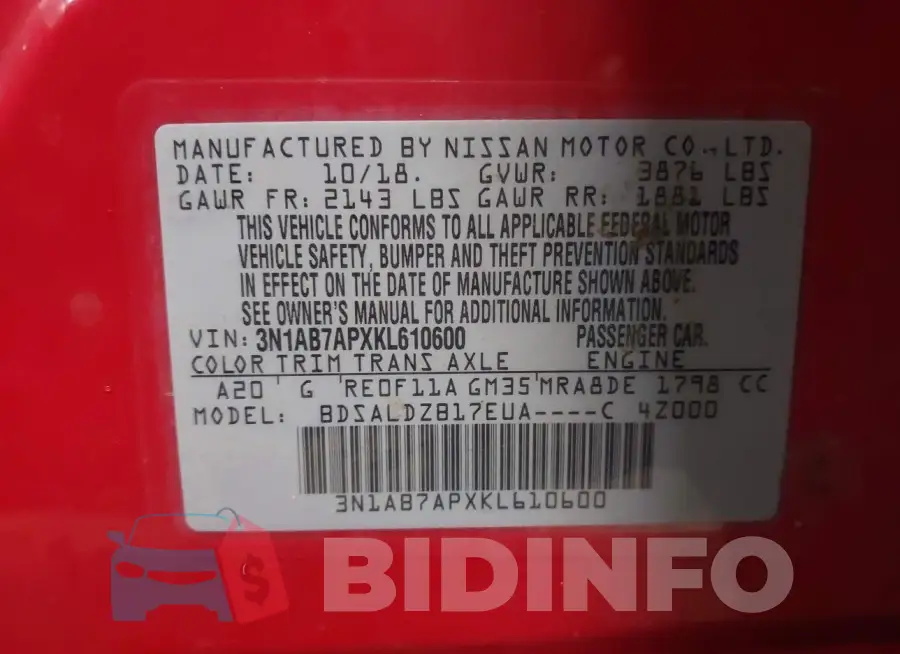 3N1AB7APXKL610600 Photo# 9