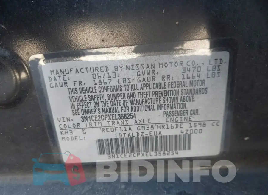 3N1CE2CPXEL358254 Photo# 9
