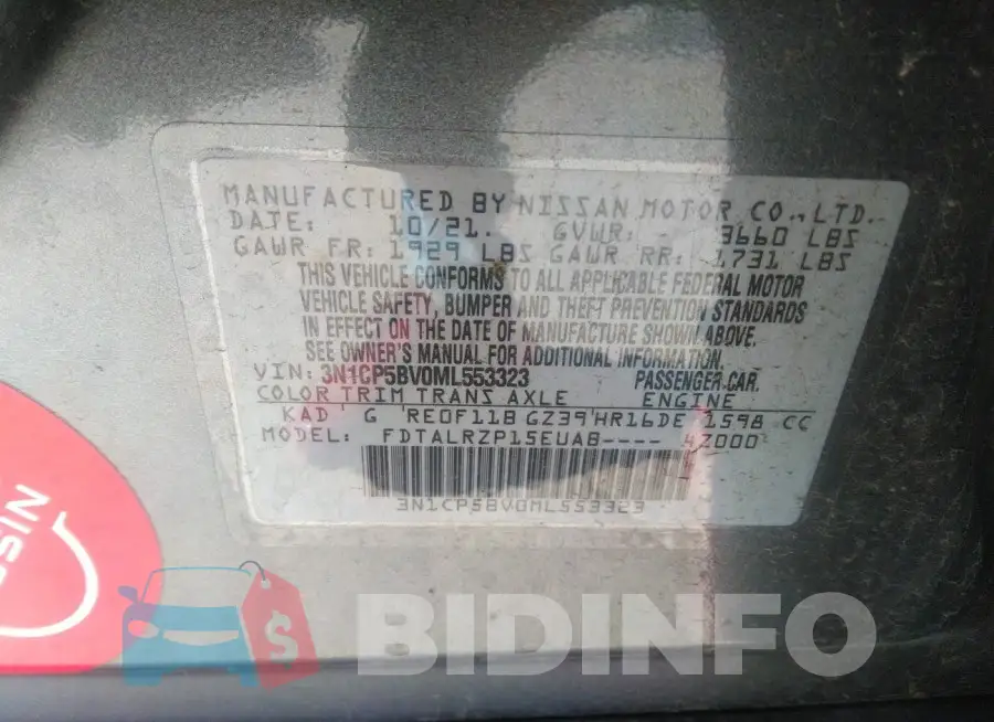 3N1CP5BV0ML553323 Photo# 9
