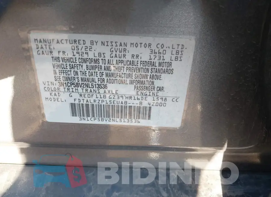 3N1CP5BV2NL513536 Photo# 9