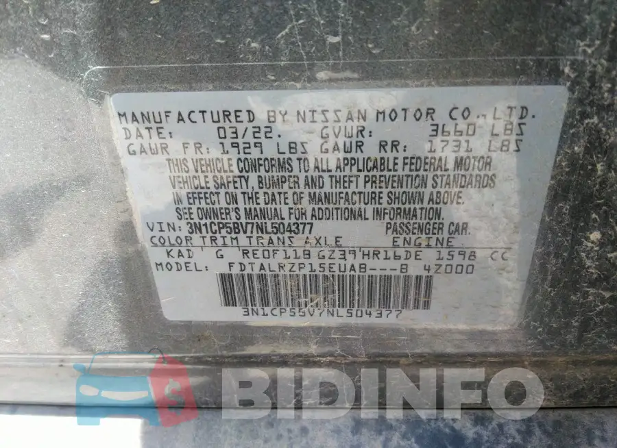 3N1CP5BV7NL504377 Photo# 9