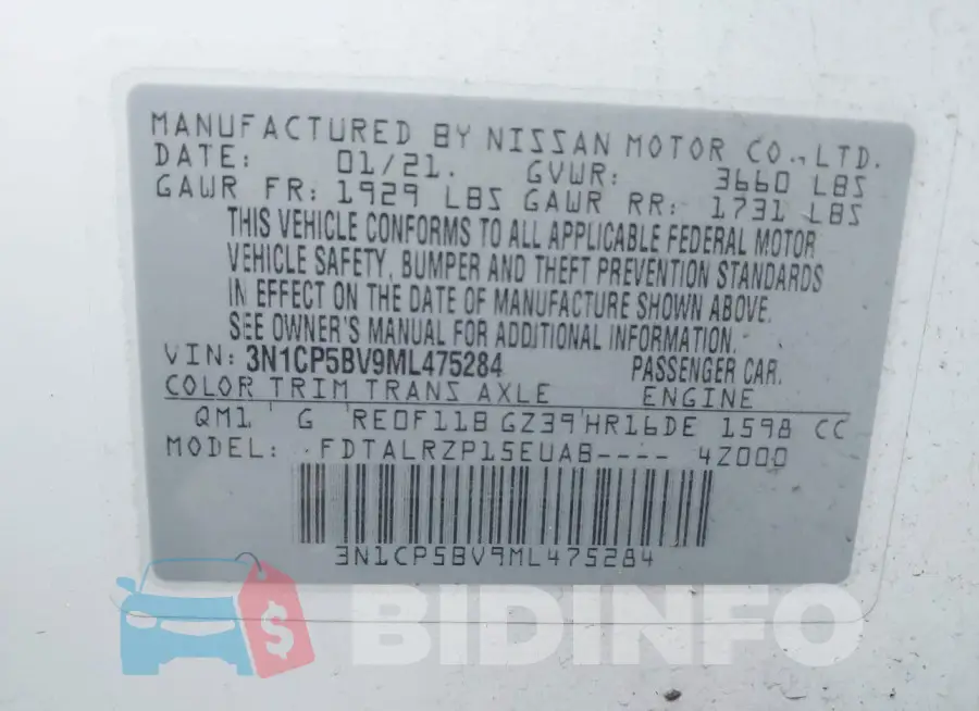 3N1CP5BV9ML475284 Photo# 9