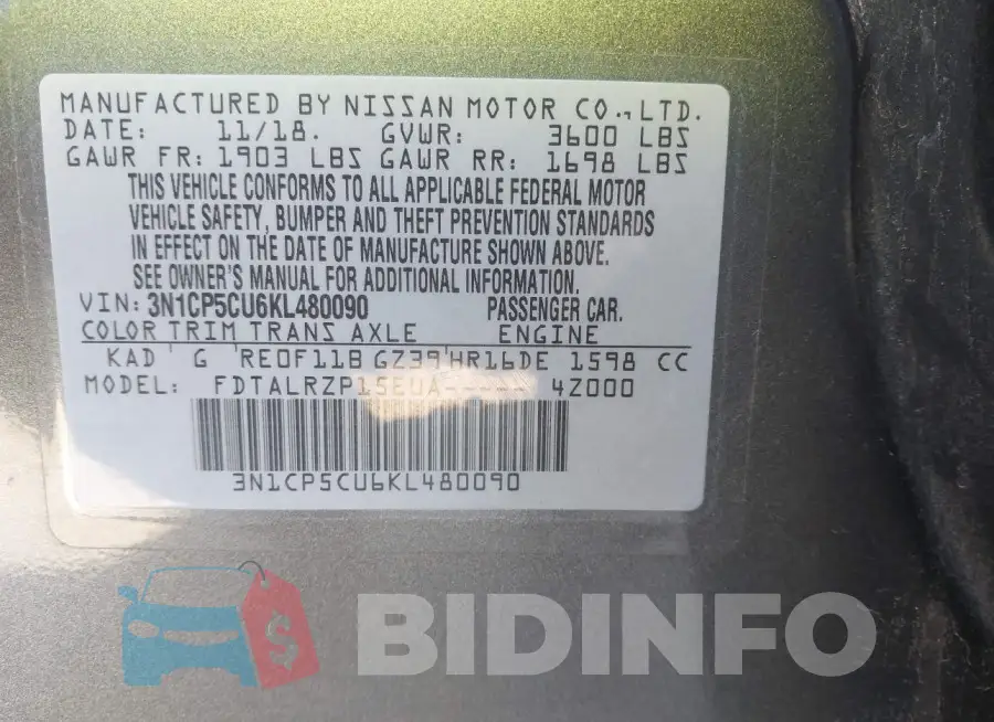 3N1CP5CU6KL480090 Photo# 9