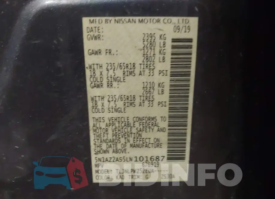 5N1AZ2AS5LN101687 Photo# 9