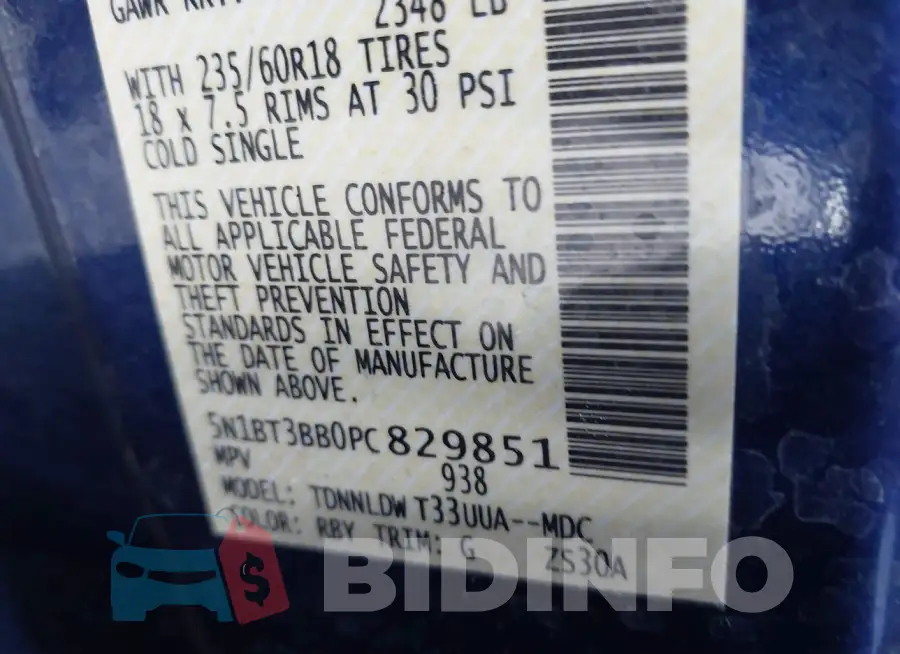 5N1BT3BB0PC829851 Photo# 9
