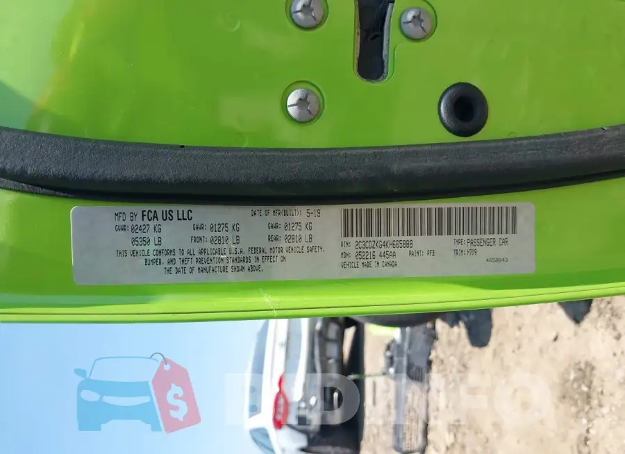 2C3CDZKG4KH665888 Photo# 9