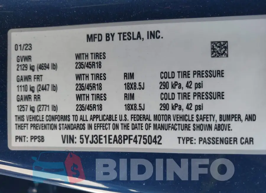 5YJ3E1EA8PF475042 Photo# 9