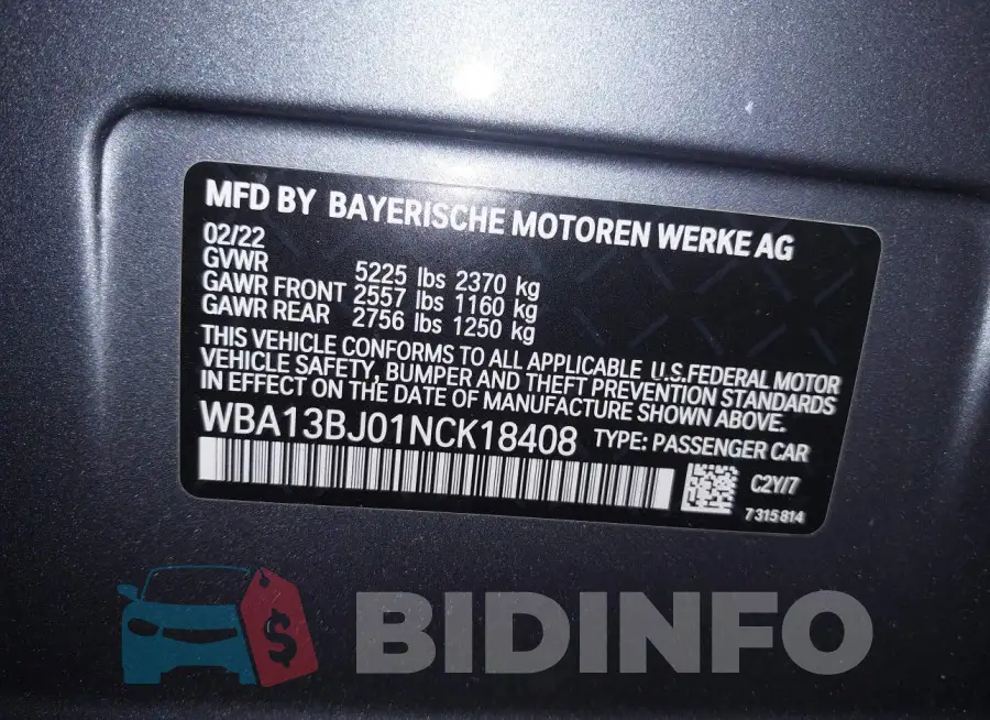 WBA13BJ01NCK18408 Photo# 9