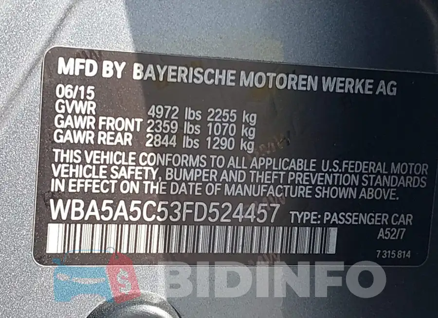 WBA5A5C53FD524457 Photo# 9