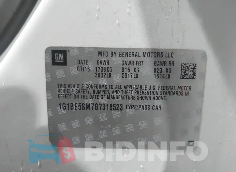 1G1BE5SM7G7318523 Photo# 9