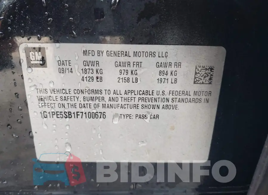 1G1PE5SB1F7100676 Photo# 9