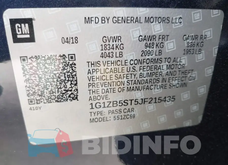 1G1ZB5ST5JF215435 Photo# 9