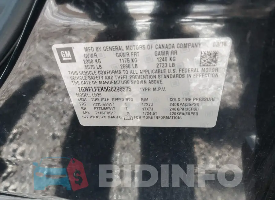 2GNFLFEK5G6296575 Photo# 9