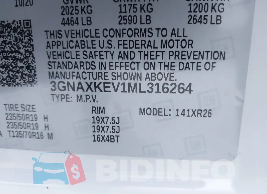 3GNAXKEV1ML316264 Photo# 9