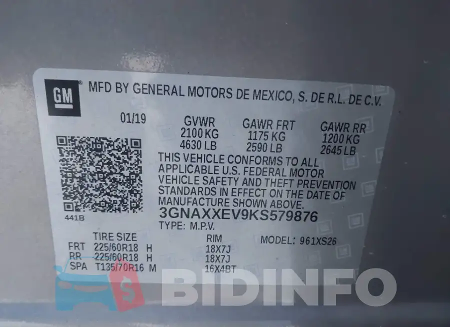 3GNAXXEV9KS579876 Photo# 9