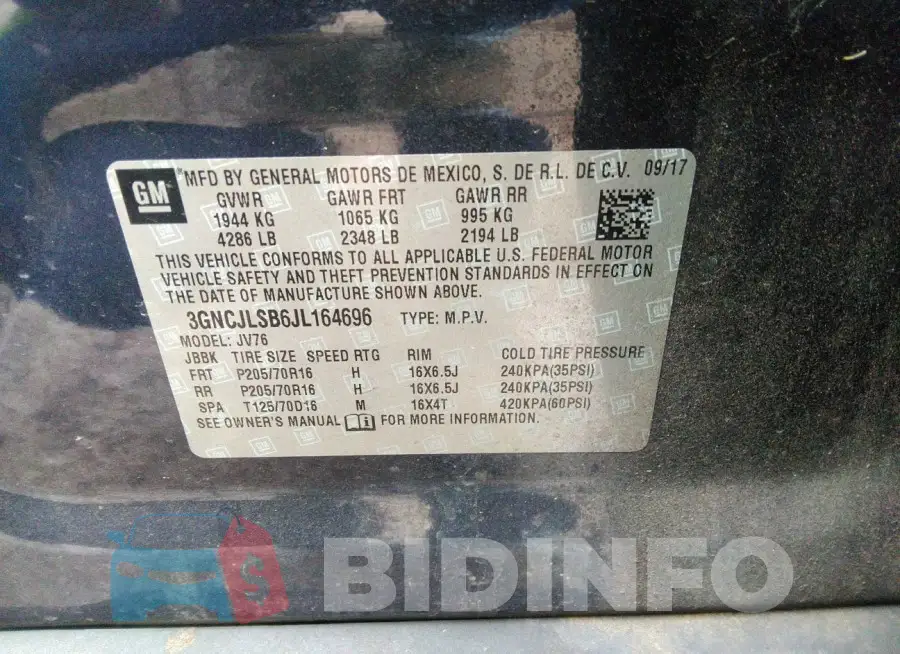 3GNCJLSB6JL164696 Photo# 9
