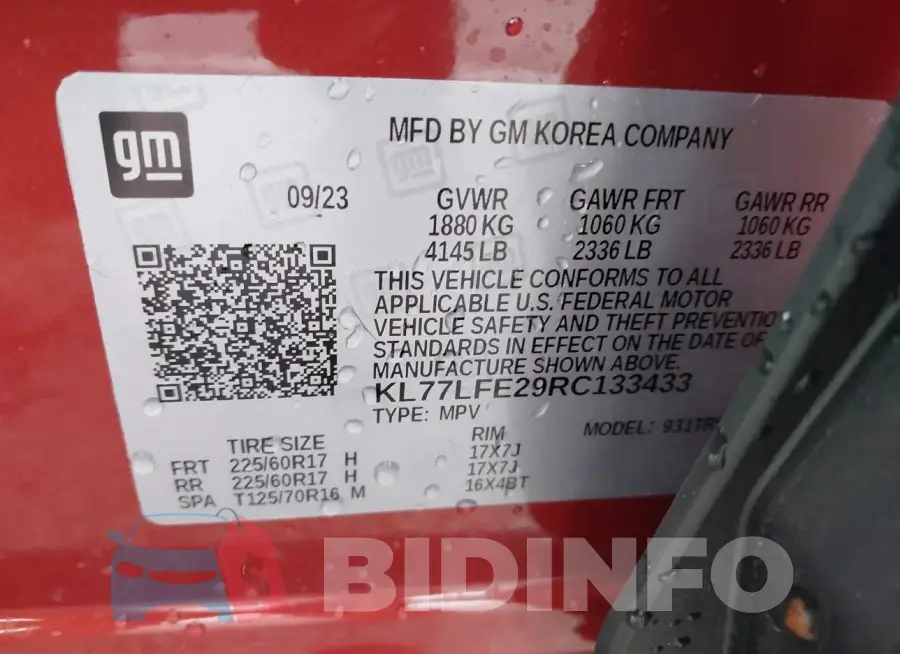 KL77LFE29RC133433 Photo# 9