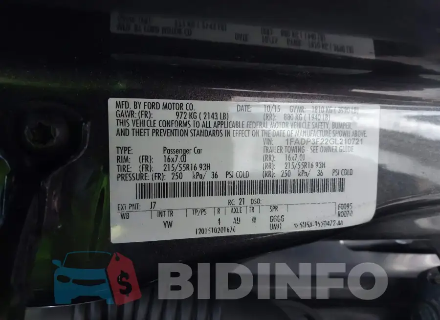 1FADP3F22GL210721 Photo# 9
