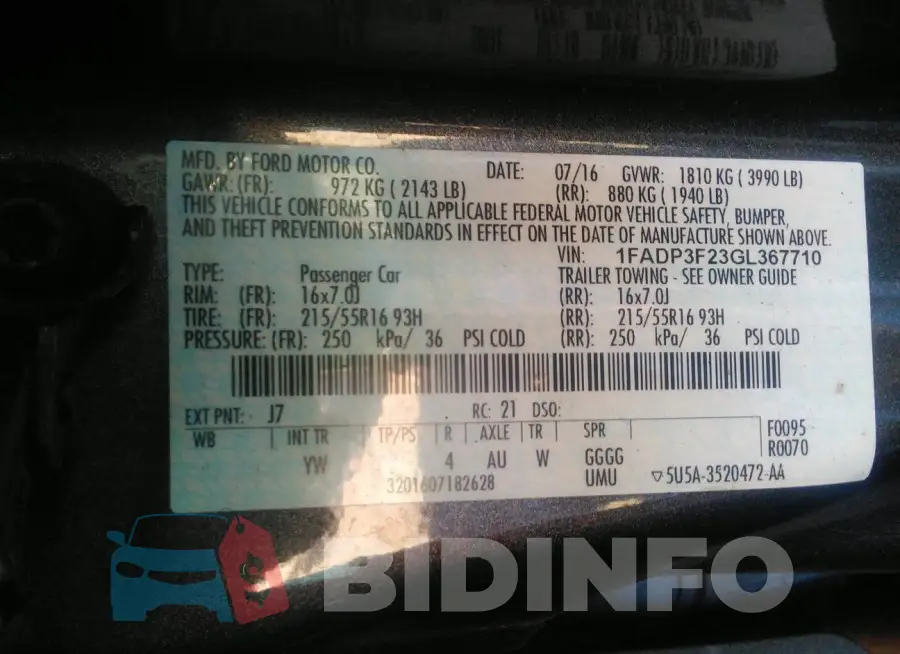 1FADP3F23GL367710 Photo# 9