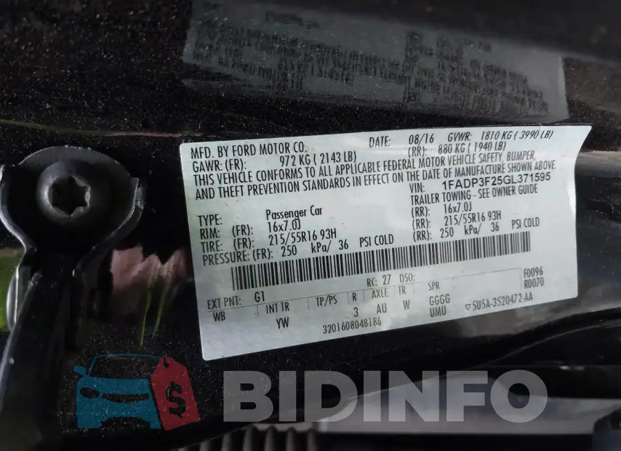 1FADP3F25GL371595 Photo# 9