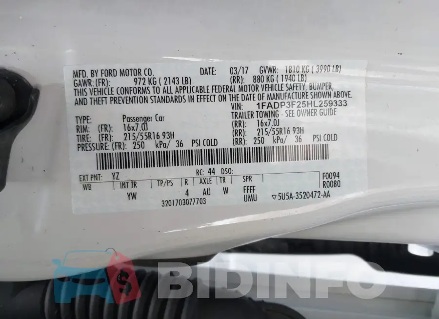 1FADP3F25HL259333 Photo# 9