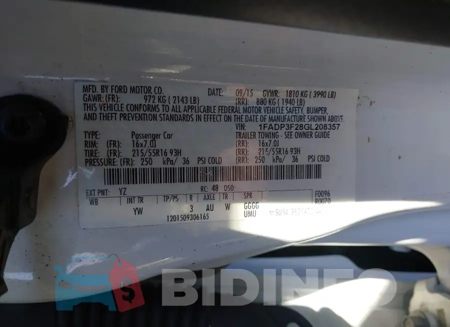 1FADP3F28GL208357 Photo# 9